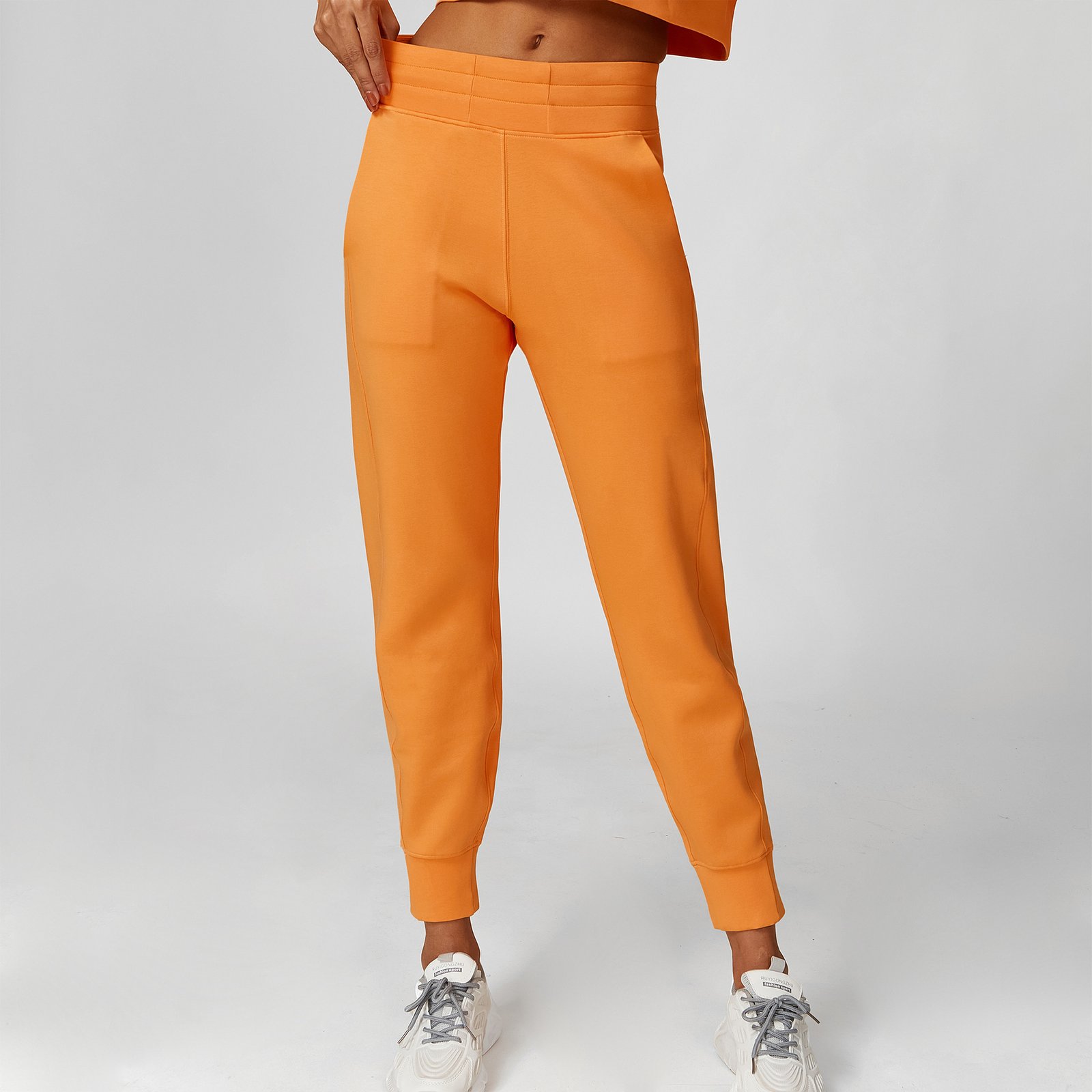 2324橘黄长裤 New Hooded Short-Length Loose Sweater & Pants --2325 - Image 1