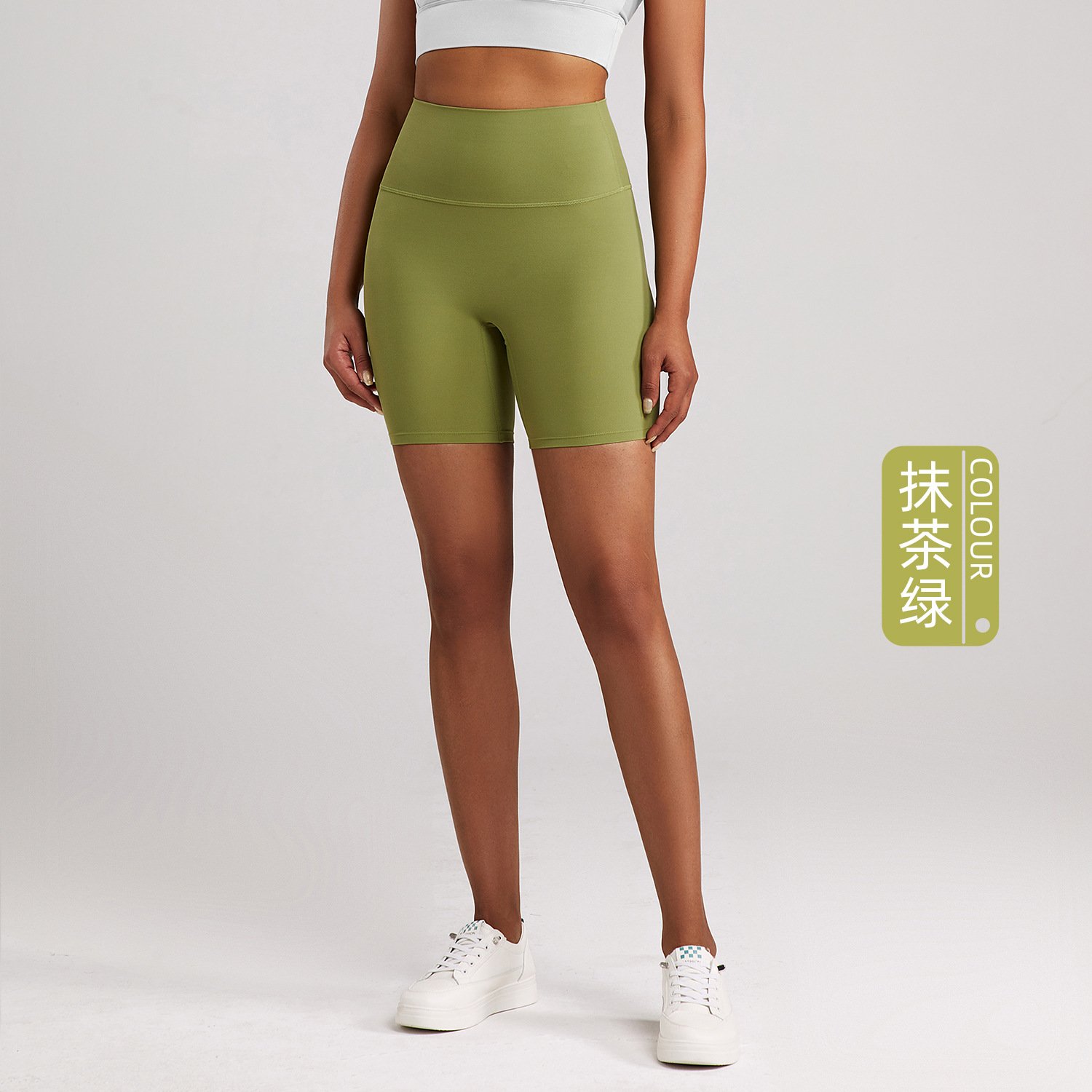DK041抹茶绿 Matcha Green NUF Women's Yoga 3-Inch Shorts - Seamless Antibacterial, Naked-Feel, High--DK041 - Image 1