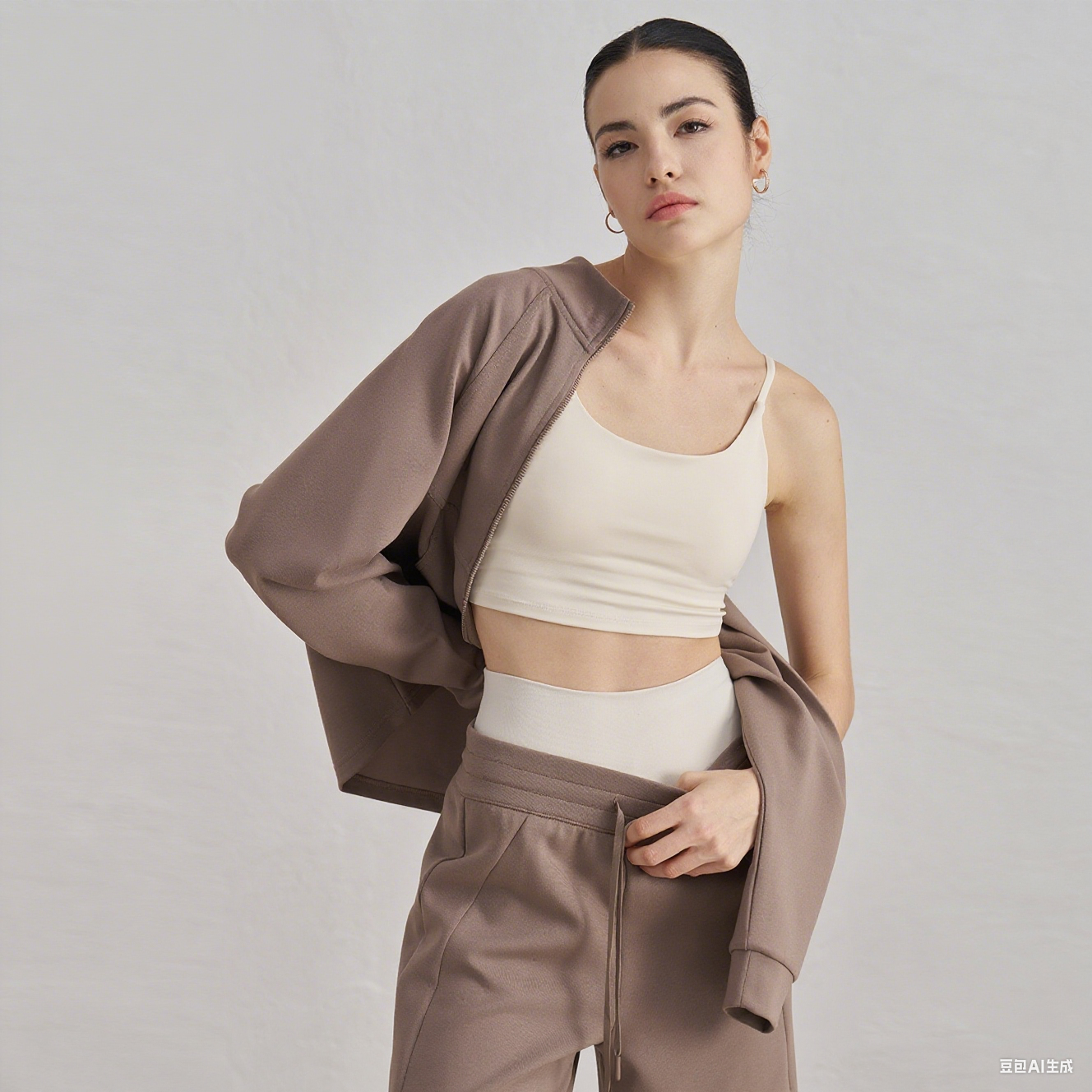 灰 Autumn-Winter Elegant Stand-Collar Sports Jacket - Long-Sleeve--WT42014 - Image 1