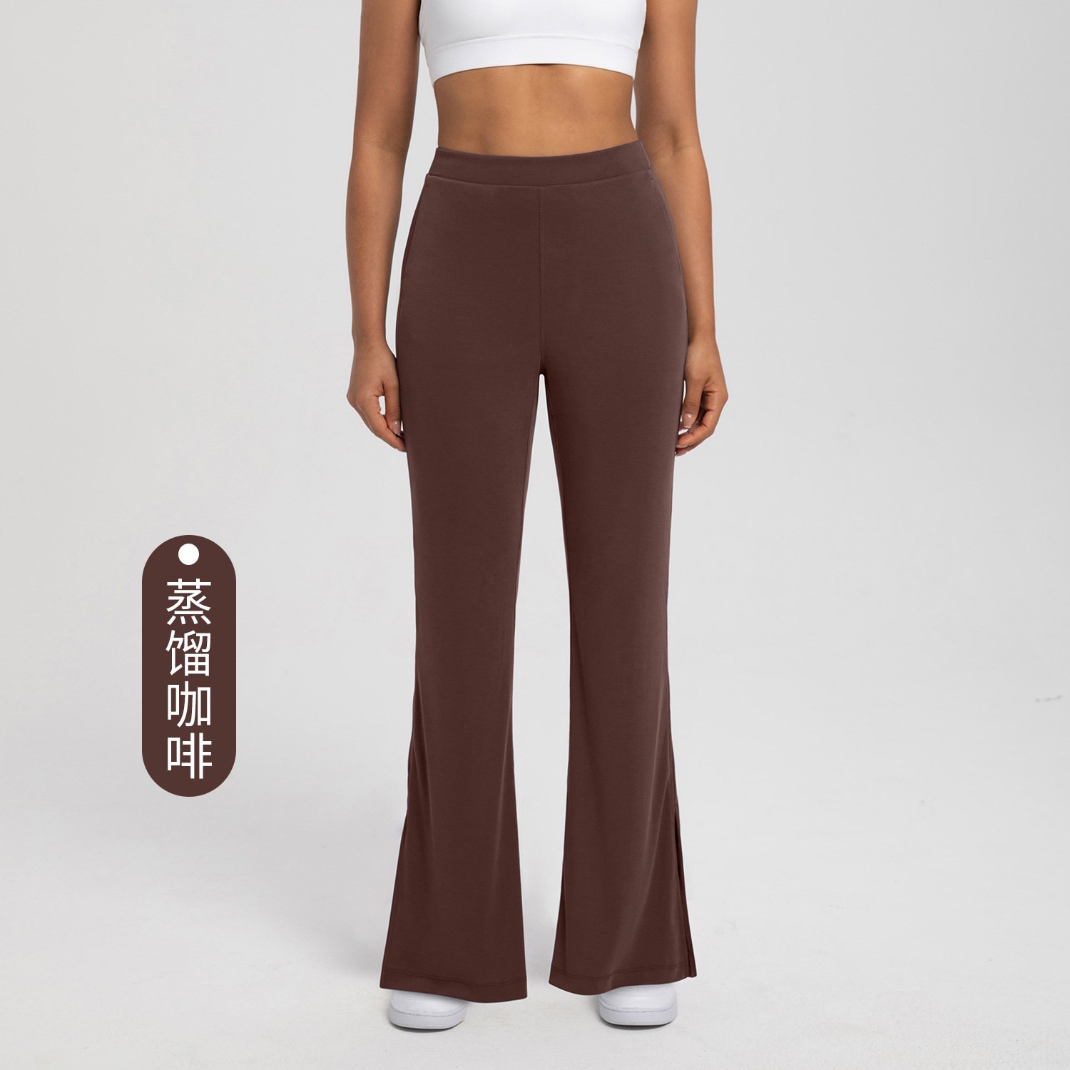 CK113蒸馏咖啡 Espresso Women's Lulu Washed Ribbed Yoga Pants - Modal, Loose, Draping Wide-Leg --CK113 - Image 1