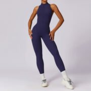 Naked-Feel Quick-Dry Yoga jumpsuit - Zipper, Back-Flattering, Tight Fit--LT8534 - Image 6