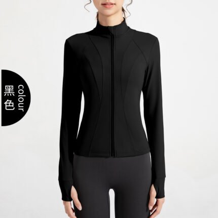 Yoga Jacket - Buttery-Soft Slim-Fit High-Neck Zip-Up Top--WT04
