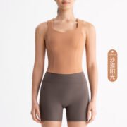 Antibacterial One-Piece Yoga Tank Top - Buttery-Soft Backless Design with Removable Pads--DA61 - Image 4