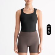 Antibacterial One-Piece Yoga Tank Top - Buttery-Soft Backless Design with Removable Pads--DA61 - Image 2